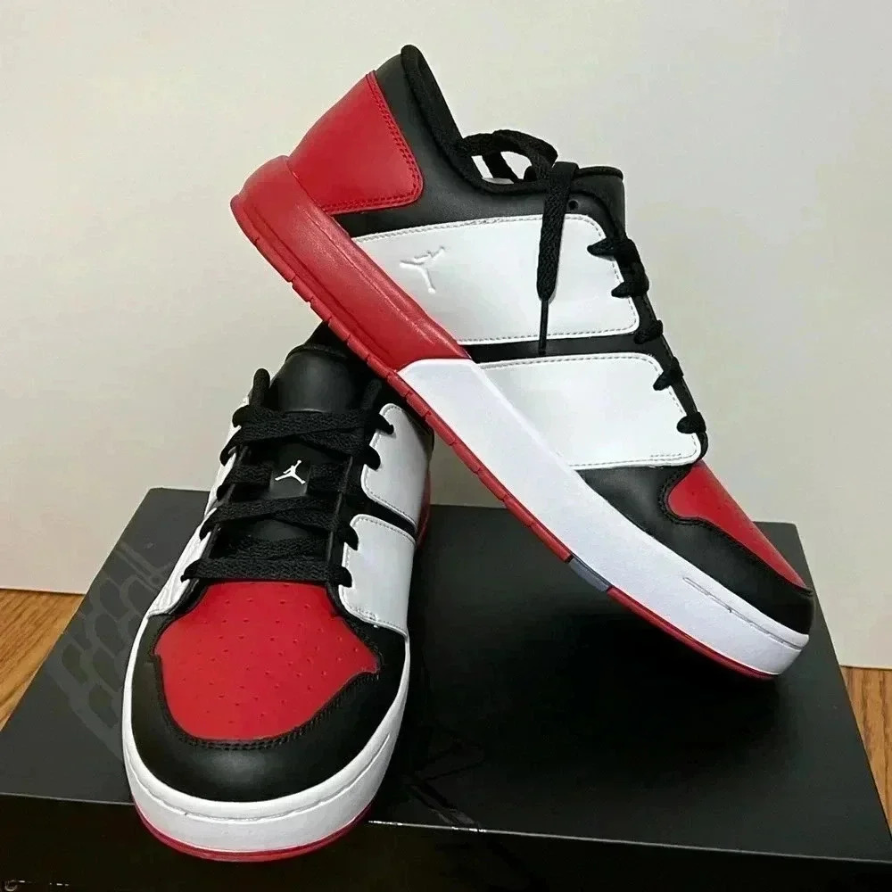 NEW Nike Men's Air Jordan Nu Retro 1 Low Leather Shoes 11 Black, White & Red